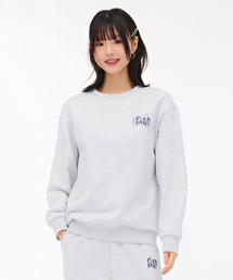 レディース刺繍ポイントスウェットシャツ-グレー