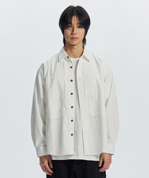DENIM CARPENTER POCKET WORK SHIRT _ WHITE HBT