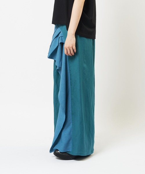 gomme(ゴム)の「Li/Rクロス リネンレーヨンフリルパンツ(その他パンツ・レディース・グリーン・MEDIUM)」の6枚目の写真