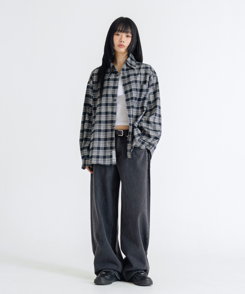 LEMAIN SECOND（リメインセカンド）の「プレミアムオーバーサイズフランネルポケットチェックシャツ[ネイビー]（シャツ/ブラウス・レディース・その他・SMALL/MEDIUM/LARGE）」の5枚目の写真