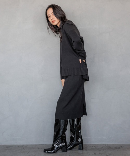 HEREIAM（ヘレイアム）の「【HEREIAM】やみつきになる肌触り/ファインタッチニットミディスカート（スカート・レディース・アイボリー/ブラック・FREE）」の10枚目の写真