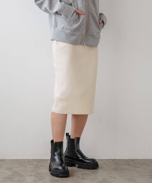 HEREIAM（ヘレイアム）の「【HEREIAM】やみつきになる肌触り/ファインタッチニットミディスカート（スカート・レディース・アイボリー/ブラック・FREE）」の20枚目の写真