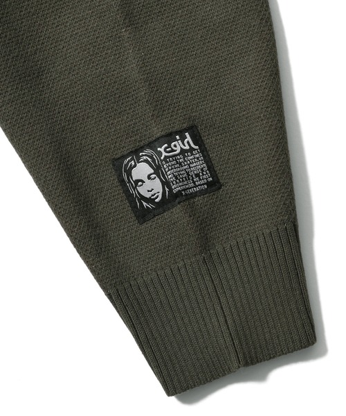 X-girl(エックスガール)の「COLLEGE LOGO JACQUARD ZIP UP KNIT HOODIE(ニット/セーター・レディース・ブラック/オリーブ/ライトグレー・ONE SIZE)」の14枚目の写真