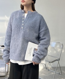 AS KNOW AS plus | ♪ゆるっとビッグサイズ ヘンリーネック シャギーニットプルオーバー【UNISEX ITEM】(ニット/セーター)