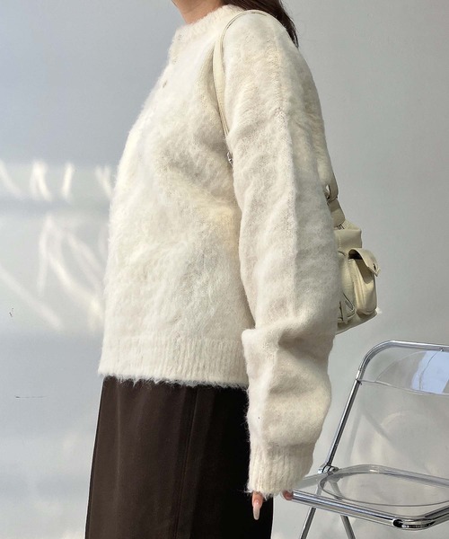 AS KNOW AS plus（アズノゥアズプラス）の「♪ゆるっとビッグサイズ ヘンリーネック シャギーニットプルオーバー【UNISEX ITEM】（ニット/セーター・レディース・アイボリー/ブルーグレー/チャコールグレー/ピンク・FREE）」の12枚目の写真