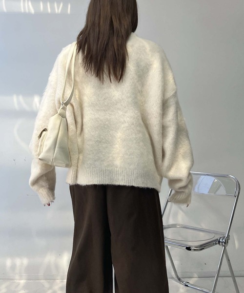 AS KNOW AS plus（アズノゥアズプラス）の「♪ゆるっとビッグサイズ ヘンリーネック シャギーニットプルオーバー【UNISEX ITEM】（ニット/セーター・レディース・アイボリー/ブルーグレー/チャコールグレー/ピンク・FREE）」の13枚目の写真