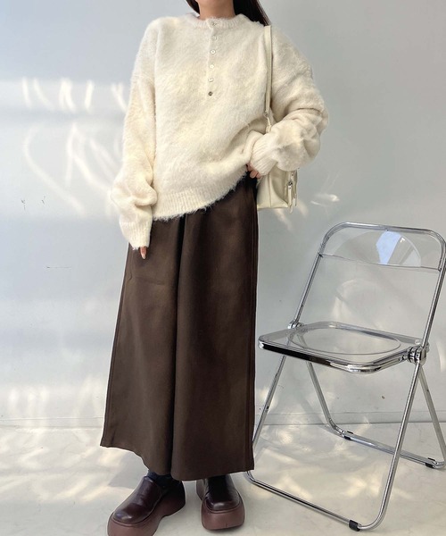 AS KNOW AS plus（アズノゥアズプラス）の「♪ゆるっとビッグサイズ ヘンリーネック シャギーニットプルオーバー【UNISEX ITEM】（ニット/セーター・レディース・アイボリー/ブルーグレー/チャコールグレー/ピンク・FREE）」の14枚目の写真