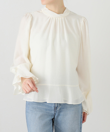 【洗える】2WAYフリルスリーブブラウス