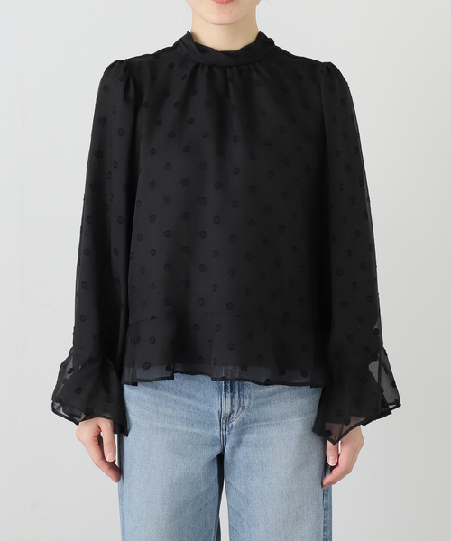 La TOTALITE（ラトータリテ）の「【洗える】2WAYフリルスリーブブラウス（シャツ/ブラウス・レディース・ブラック/ホワイト・FREE）」の4枚目の写真