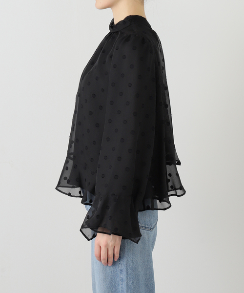 La TOTALITE（ラトータリテ）の「【洗える】2WAYフリルスリーブブラウス（シャツ/ブラウス・レディース・ブラック/ホワイト・FREE）」の5枚目の写真