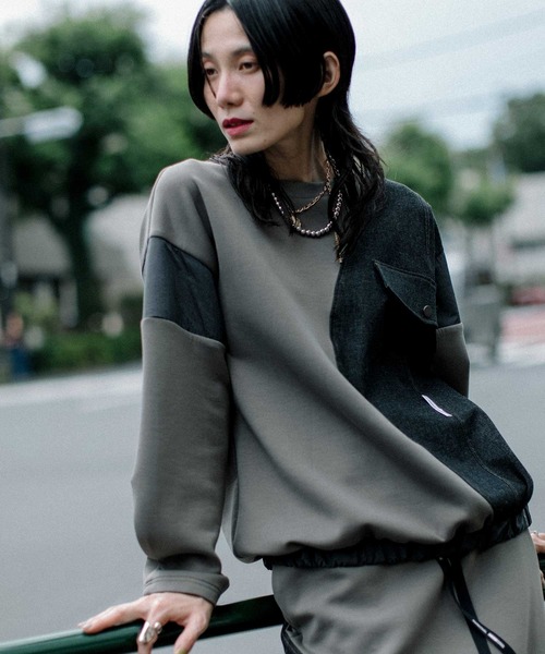 MARECHAL TERRE（マルシャルテル）の「ドッキングプルオーバー（Tシャツ/カットソー・レディース・ブラック/アイボリー/グレー系/ネイビー・MEDIUM）」の3枚目の写真