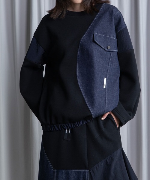 MARECHAL TERRE（マルシャルテル）の「ドッキングプルオーバー（Tシャツ/カットソー・レディース・ブラック/アイボリー/グレー系/ネイビー・MEDIUM）」の2枚目の写真