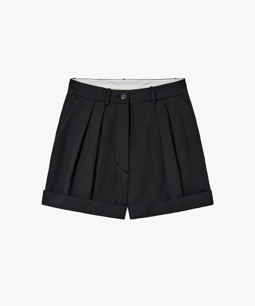 LADY VOLUME(レディーボリューム)の「プリーツターンアップパンツ (ブラック)(その他パンツ・レディース・その他・MEDIUM/SMALL)」の2枚目の写真