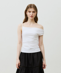 SHERRY UNBALANCE SHIRRLING TOP / WHITE