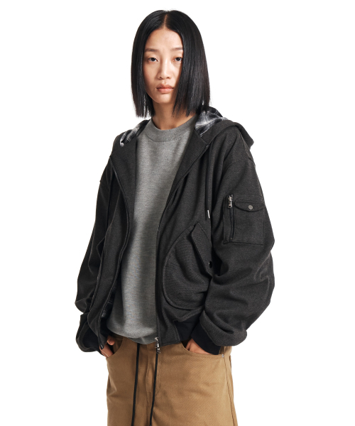 KICHUL(キチョル)の「Gridcore zip hoodie jumper (Charcoal)(ブルゾン・メンズ・その他・SMALL/MEDIUM/LARGE)」の4枚目の写真