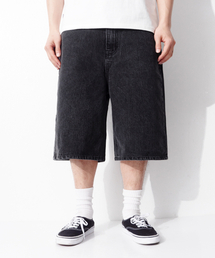 LB Chain Denim Wide Bermuda Shorts (Black)