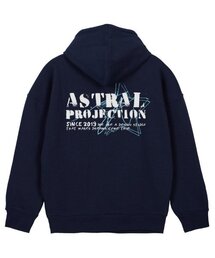 ヴィンテージレタリングオーバーサイズワイドショルダーフードパーカー_ネイビー