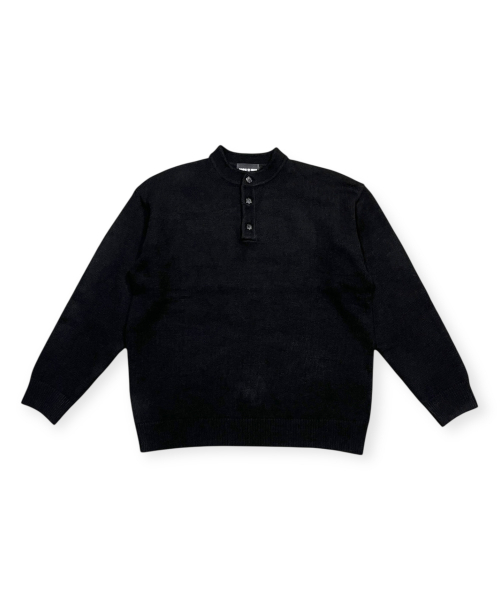 Soft Daily Henley Neck Knit (Black)