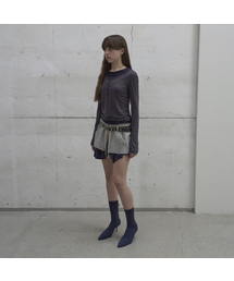 LAYERED ZIP-UP SKIRT (MELANGE GREY)