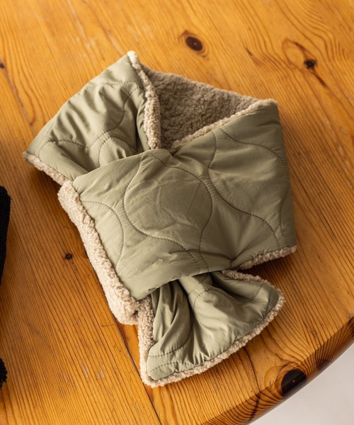 GLOBAL WORK(グローバルワーク)の「キルティングリバーシブルマフラー/611481(マフラー・メンズ・ブラック/グリーン・FREE)」の1枚目の写真