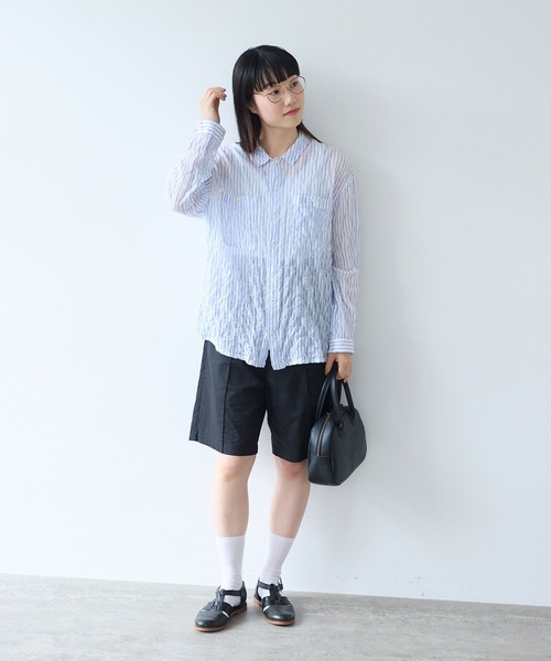 bulle de savon（ビュルデサボン）の「80/1 shirring stripe しかくシャツ（シャツ/ブラウス・レディース・ホワイト/イエロー・FREE）」の7枚目の写真