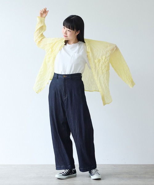 bulle de savon（ビュルデサボン）の「80/1 shirring stripe しかくシャツ（シャツ/ブラウス・レディース・ホワイト/イエロー・FREE）」の20枚目の写真