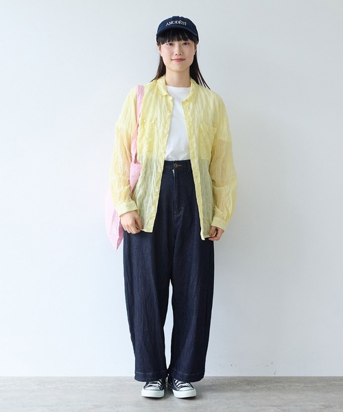 bulle de savon（ビュルデサボン）の「80/1 shirring stripe しかくシャツ（シャツ/ブラウス・レディース・ホワイト/イエロー・FREE）」の16枚目の写真