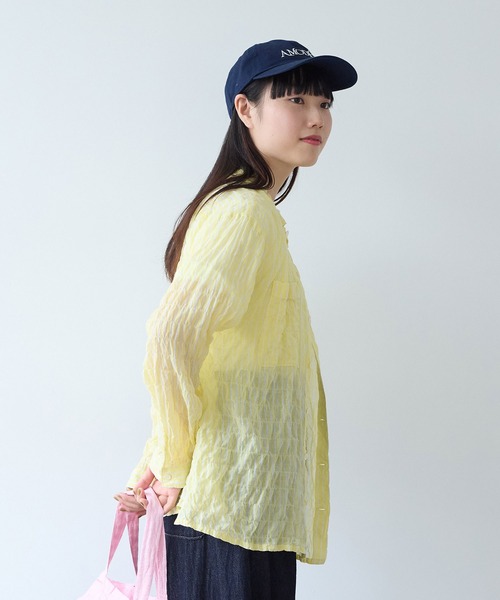 bulle de savon（ビュルデサボン）の「80/1 shirring stripe しかくシャツ（シャツ/ブラウス・レディース・ホワイト/イエロー・FREE）」の15枚目の写真