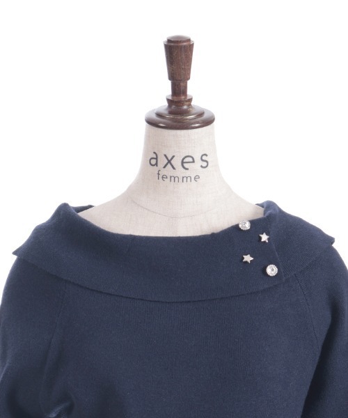 axes femme（アクシーズファム）の「アステリズム刺繍ニットプルオーバー（ニット/セーター・レディース・ミント/ネイビー/ホワイト・FREE）」の14枚目の写真