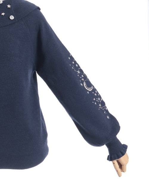 axes femme（アクシーズファム）の「アステリズム刺繍ニットプルオーバー（ニット/セーター・レディース・ミント/ネイビー/ホワイト・FREE）」の6枚目の写真