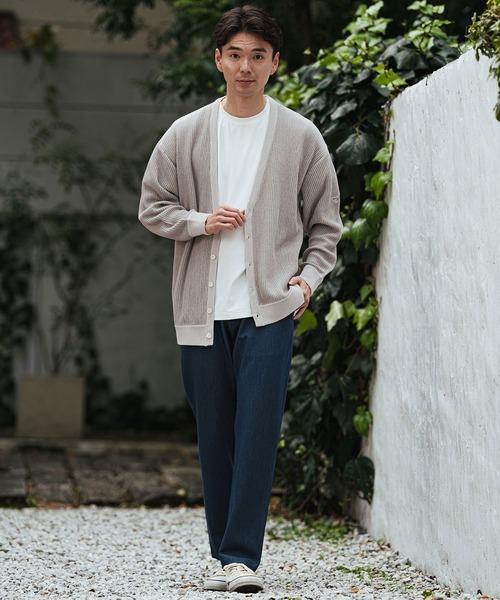 CALL&RESPONSE（コールアンドレスポンス）の「mcg3754- ストライプ柄編み配色ニットカーデ(261-1444-03)（カーディガン/ボレロ・メンズ・ベージュ/ブラック・5/4/2）」の7枚目の写真