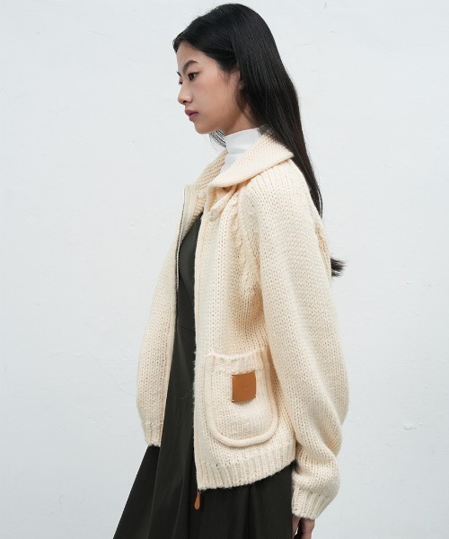 GENERAL IDEA(ジェネラルアイデア)の「【GENERAL IDEA】ウールブレンドジップアップカーディガン / COZY WOOL BLEND ZIP-UP CARDIGAN(カーディガン/ボレロ・レディース・グレー/アイボリー/ベージュ・L/M/S)」の5枚目の写真
