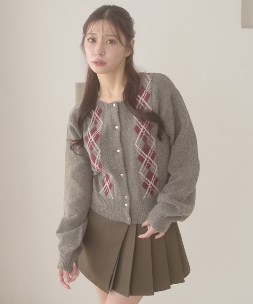 Ambre Neige(アンブルネージュ)の「argyle knit cardigan / アーガイルニットカーディガン(カーディガン/ボレロ・レディース・ブラウン系その他/アイボリー/チャコールグレー・FREE)」の13枚目の写真