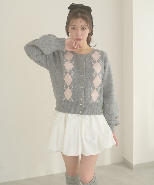 Ambre Neige(アンブルネージュ)の「argyle knit cardigan / アーガイルニットカーディガン(カーディガン/ボレロ・レディース・ブラウン系その他/アイボリー/チャコールグレー・FREE)」の22枚目の写真