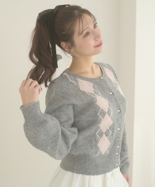 Ambre Neige(アンブルネージュ)の「argyle knit cardigan / アーガイルニットカーディガン(カーディガン/ボレロ・レディース・ブラウン系その他/アイボリー/チャコールグレー・FREE)」の21枚目の写真