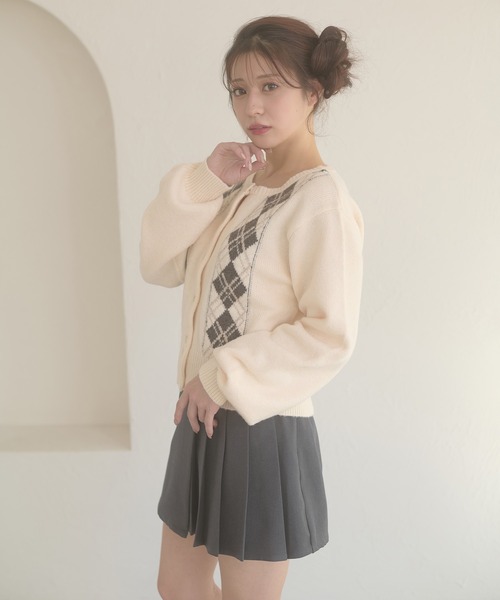 Ambre Neige(アンブルネージュ)の「argyle knit cardigan / アーガイルニットカーディガン(カーディガン/ボレロ・レディース・ブラウン系その他/アイボリー/チャコールグレー・FREE)」の5枚目の写真