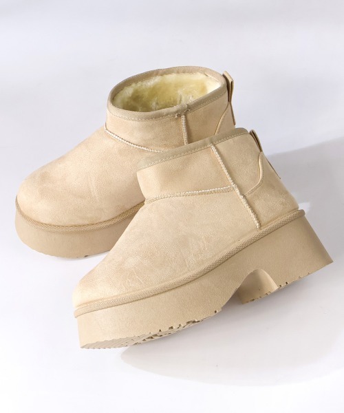 Dedes(デデス)の「Dedes 厚底チャンキーヒールショートムートンブーツ(6422)(ブーツ・レディース・ブラウン/ブラック/ベージュ・45/43/41/39/37/35)」の3枚目の写真