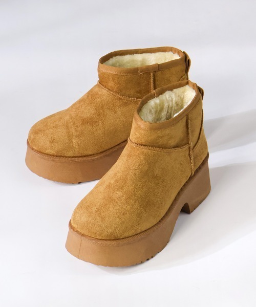 Dedes(デデス)の「Dedes 厚底チャンキーヒールショートムートンブーツ(6422)(ブーツ・レディース・ブラウン/ブラック/ベージュ・45/43/41/39/37/35)」の2枚目の写真