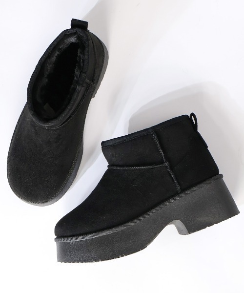 Dedes(デデス)の「Dedes 厚底チャンキーヒールショートムートンブーツ(6422)(ブーツ・レディース・ブラウン/ブラック/ベージュ・45/43/41/39/37/35)」の1枚目の写真