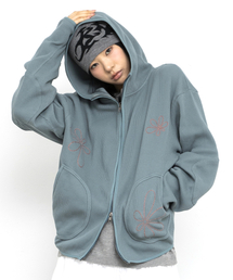 GLACK（グラック）の「GZHD001 ヘイズワッフルジップアップフードパーカー (グリーン)（パーカー）」