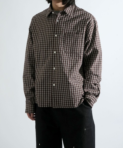 Starting Over(スターティングオーバー)の「short length broadcloth regular fit check shirt/ショートレングス ブロードクロス レギュラーフィット チェックシャツ 短丈シャツ(シャツ/ブラウス・メンズ・ブラウン/ブラック・M/L)」の2枚目の写真