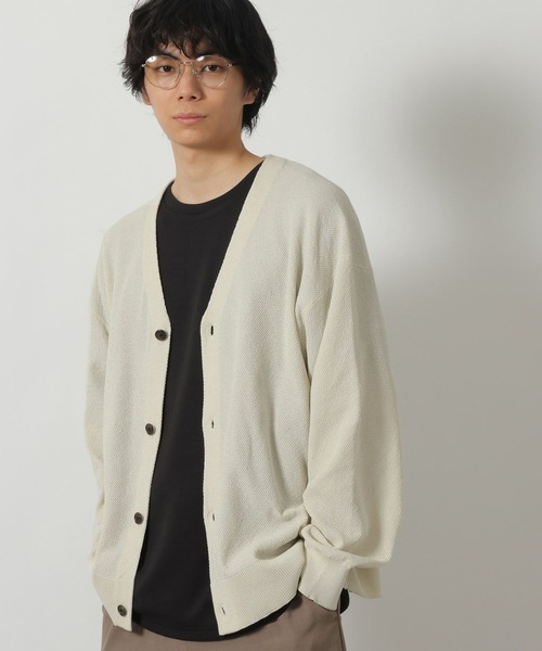 LAKOLE(ラコレ)の「鹿の子ニットカーデ / 640773(カーディガン/ボレロ・メンズ・ブラック/ブルー/ホワイト・LARGE/MEDIUM)」の1枚目の写真