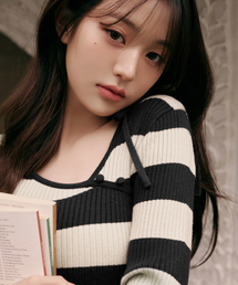 ROLAROLA（ロラロラ）の「CUT OUT RIBBON BOARDER KNIT BLACK（ニット/セーター）」