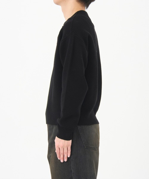CONZ(コンズ)の「WOOL WAFFLE HENRY KNIT/ヘンリーネック/CONZ/NVRFRGT(ニット/セーター・メンズ・ブラック/グレー・1/2/3)」の5枚目の写真