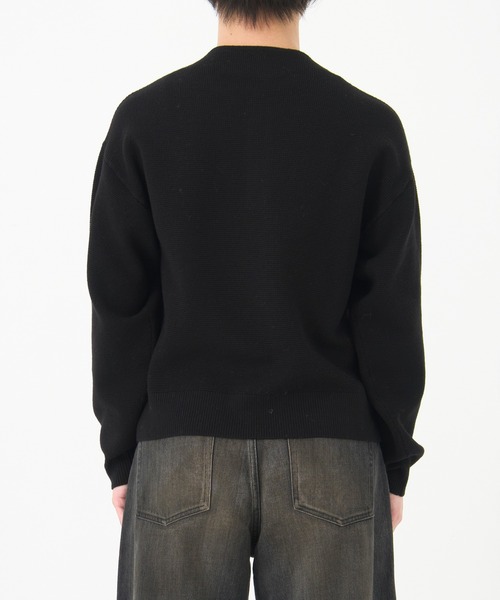 CONZ(コンズ)の「WOOL WAFFLE HENRY KNIT/ヘンリーネック/CONZ/NVRFRGT(ニット/セーター・メンズ・ブラック/グレー・1/2/3)」の6枚目の写真