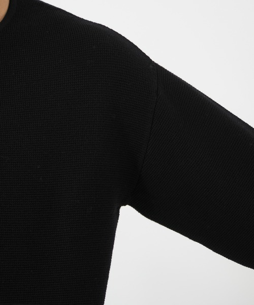 CONZ(コンズ)の「WOOL WAFFLE HENRY KNIT/ヘンリーネック/CONZ/NVRFRGT(ニット/セーター・メンズ・ブラック/グレー・1/2/3)」の8枚目の写真