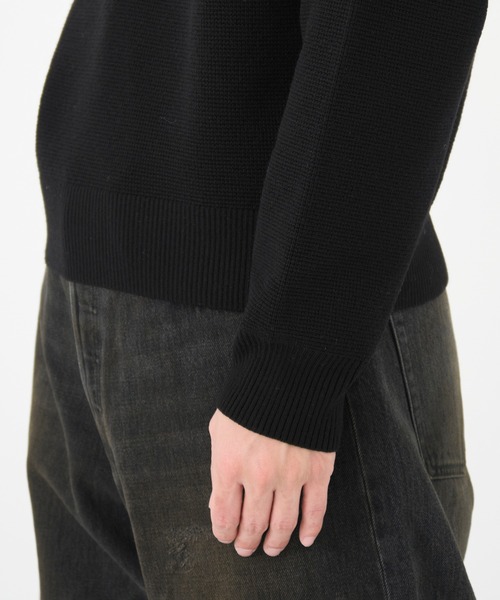 CONZ(コンズ)の「WOOL WAFFLE HENRY KNIT/ヘンリーネック/CONZ/NVRFRGT(ニット/セーター・メンズ・ブラック/グレー・1/2/3)」の9枚目の写真