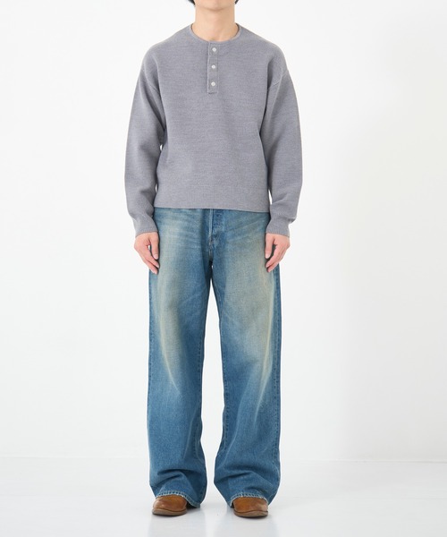 CONZ(コンズ)の「WOOL WAFFLE HENRY KNIT/ヘンリーネック/CONZ/NVRFRGT(ニット/セーター・メンズ・ブラック/グレー・1/2/3)」の10枚目の写真
