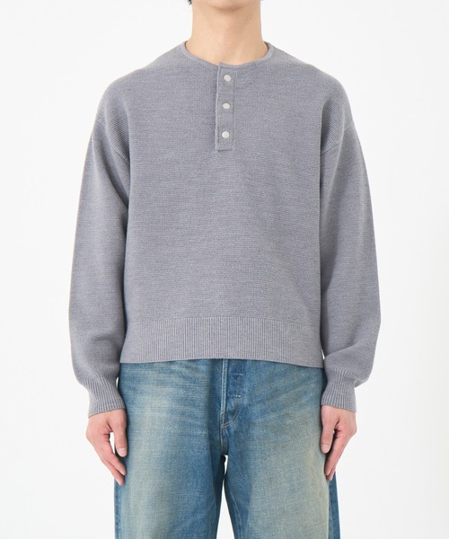 CONZ(コンズ)の「WOOL WAFFLE HENRY KNIT/ヘンリーネック/CONZ/NVRFRGT(ニット/セーター・メンズ・ブラック/グレー・1/2/3)」の11枚目の写真