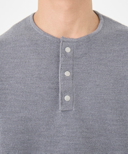 CONZ(コンズ)の「WOOL WAFFLE HENRY KNIT/ヘンリーネック/CONZ/NVRFRGT(ニット/セーター・メンズ・ブラック/グレー・1/2/3)」の14枚目の写真